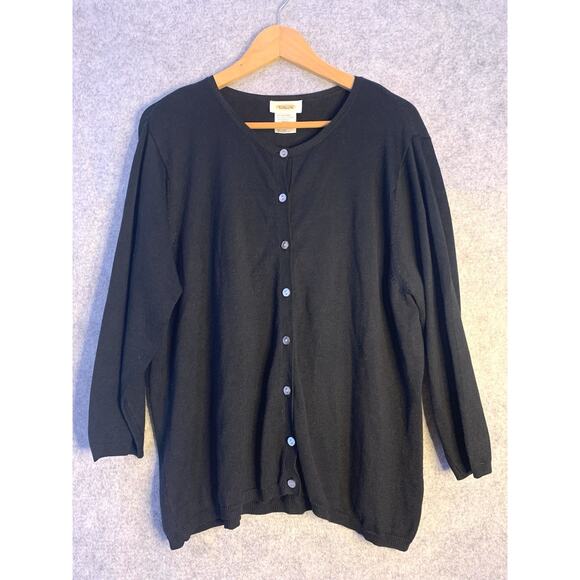 Talbots Women’s Black Silk Blend Cardigan, Size L, Classic Long Sleeves - Picture 7 of 11